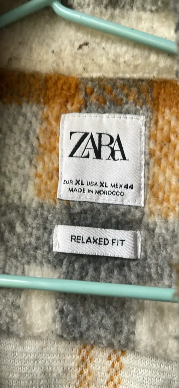 Chaqueta de lana a cuadros Zara XL - 3