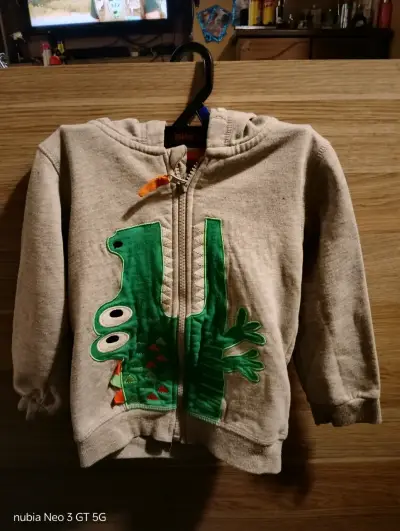 Polerón infantil gris con diseño de dinosaurio - miniatura 1