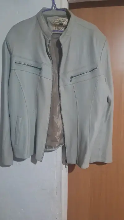 Chaqueta de cuero legítimo gris talla 5XL - miniatura 1