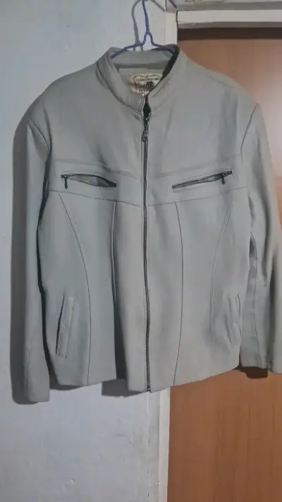 Chaqueta de cuero legítimo gris talla 5XL - miniatura 3