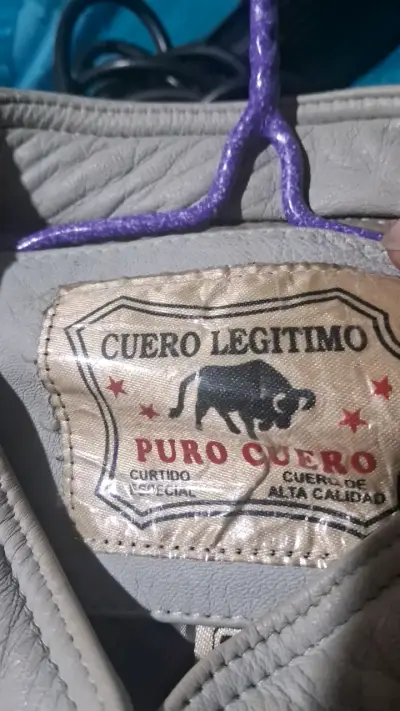 Chaqueta de cuero legítimo gris talla 5XL - miniatura 4