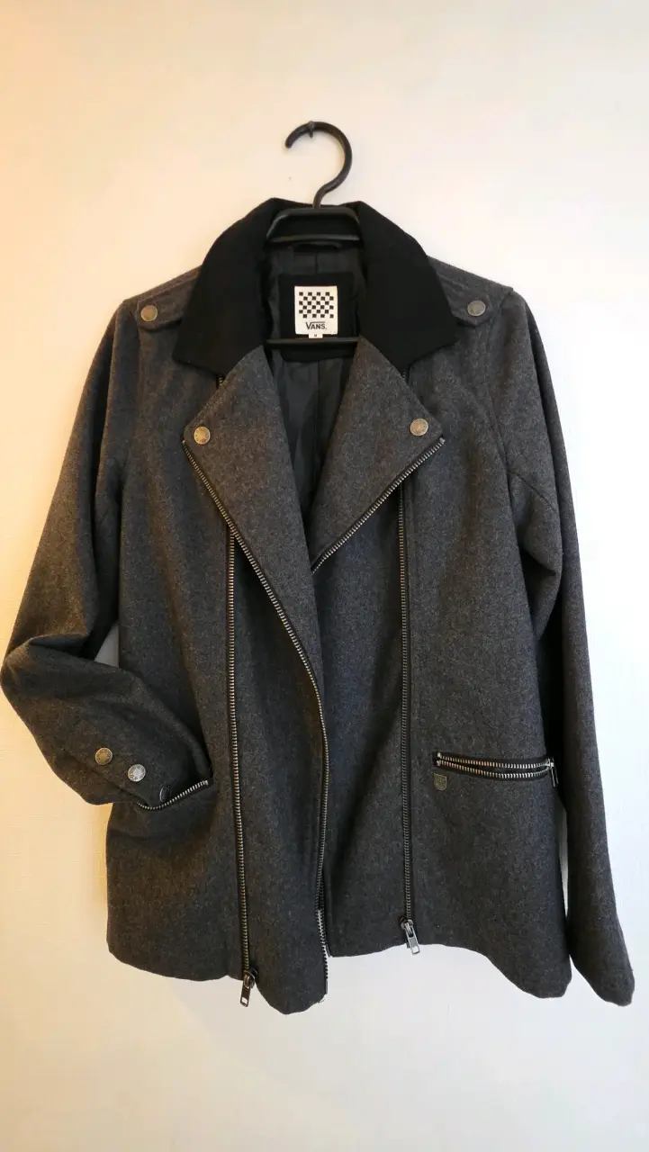 Chaqueta de lana gris Vans con cierre metálico - 1
