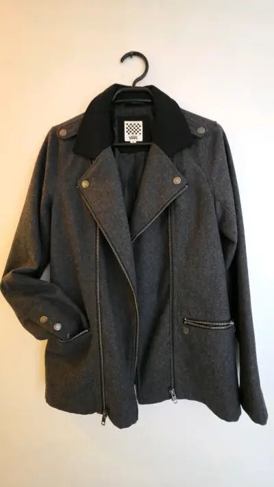 Chaqueta de lana gris Vans con cierre metálico - miniatura 1