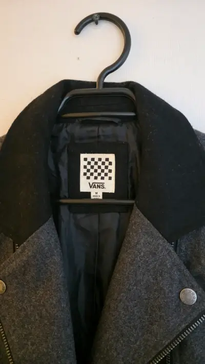 Chaqueta de lana gris Vans con cierre metálico - miniatura 3
