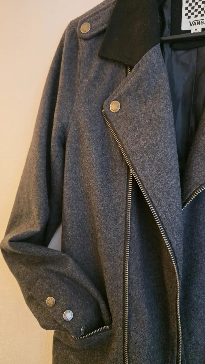 Chaqueta de lana gris Vans con cierre metálico - 4