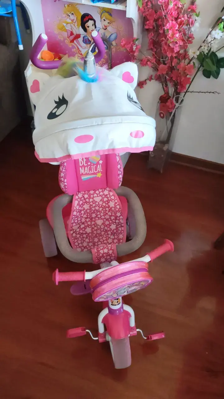 Triciclo infantil unicornio con toldo - 1