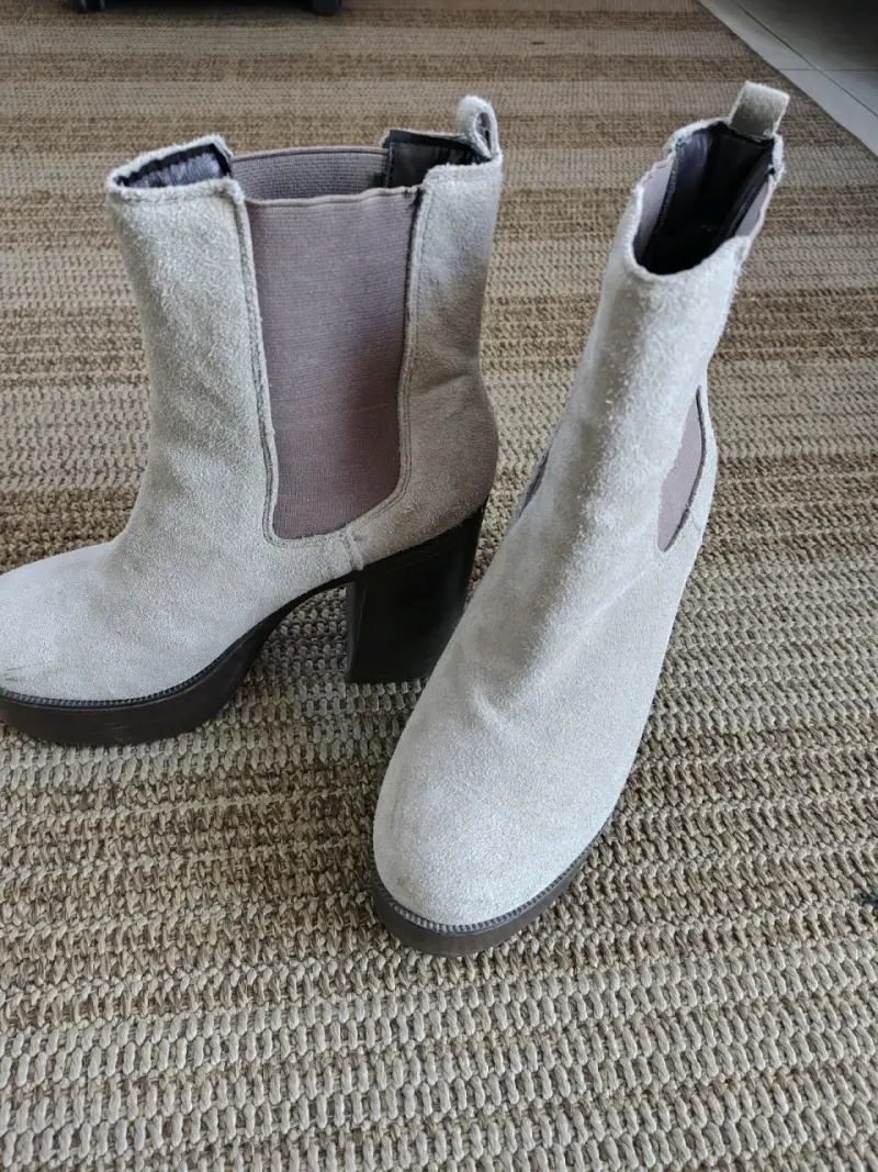 Botines de plataforma beige con tacón alto - 4