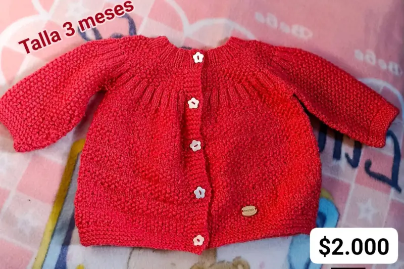 Chaleco tejido rojo para bebé 3 meses