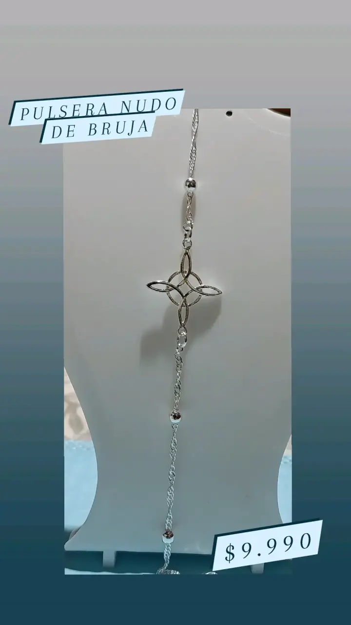 Pulsera de plata nudo de bruja elegante