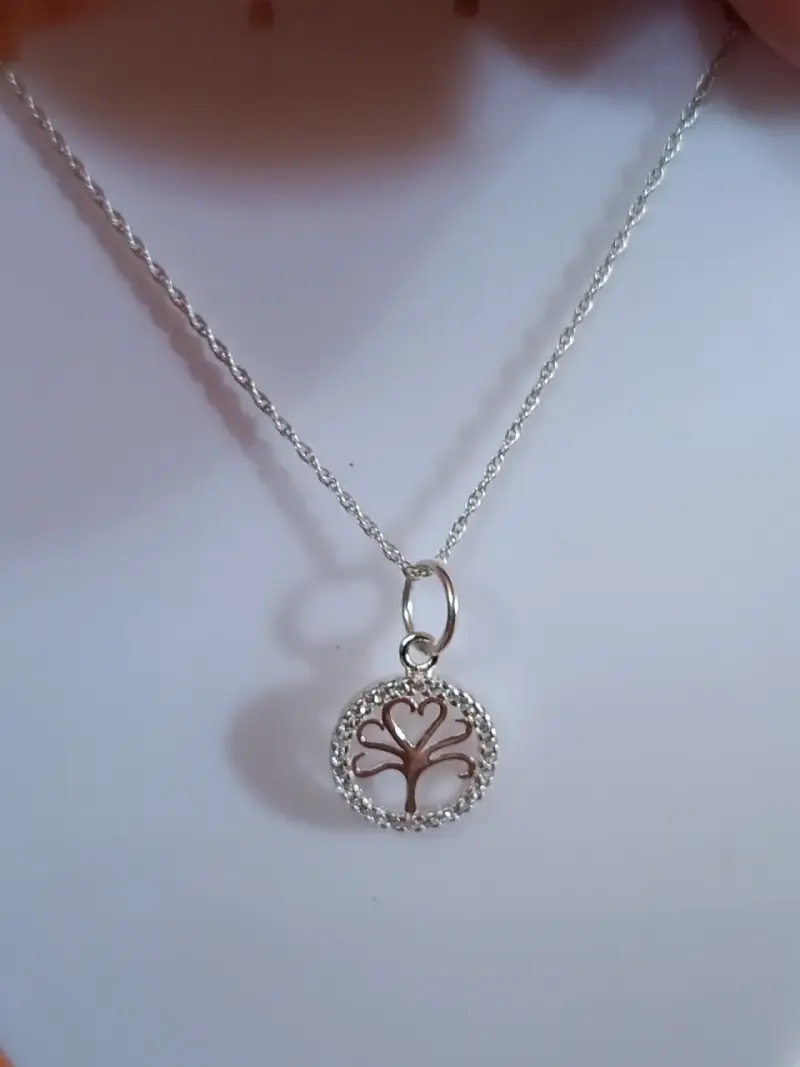 Collar de plata con dije árbol de la vida