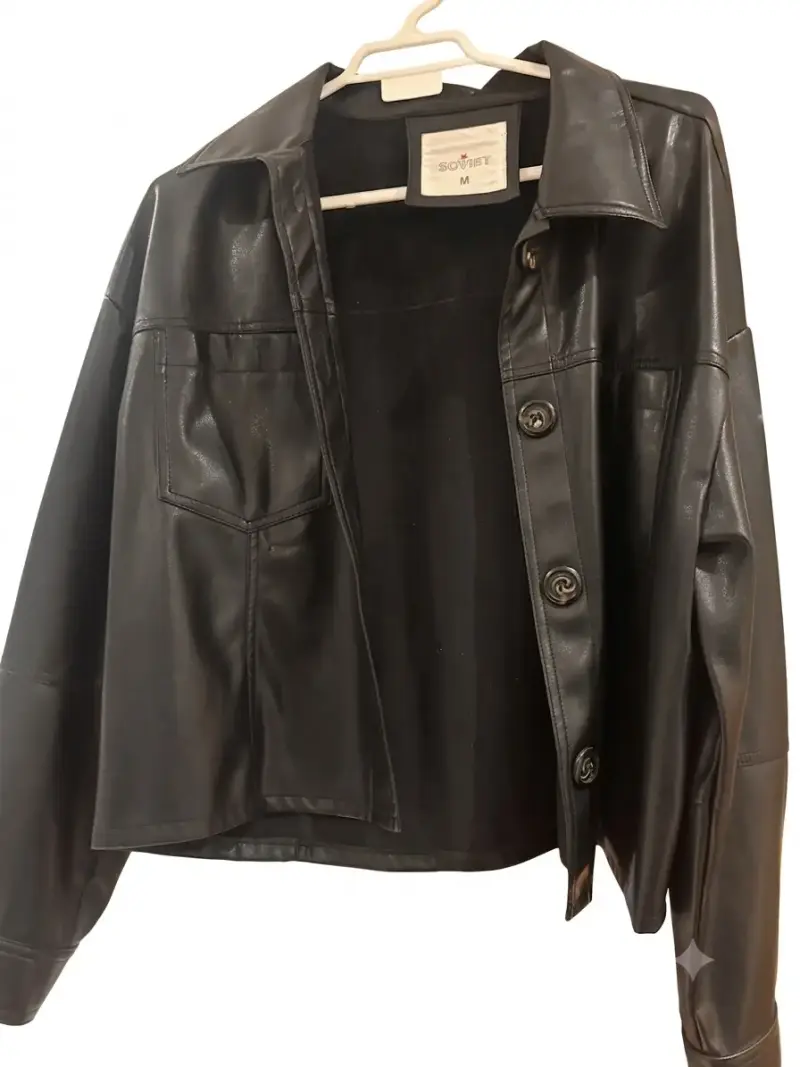 Chaqueta de cuero sintético negra Soviet talla M - 1