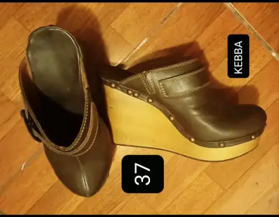 Zuecos de Cuero con Plataforma Kebba Talla 37 - miniatura 2