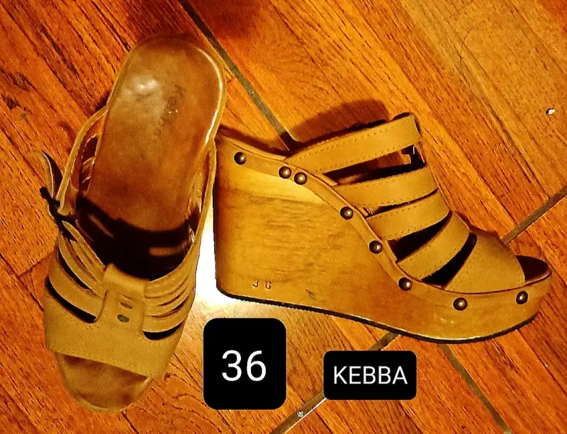 Zuecos de Cuero con Plataforma Kebba Talla 37 - 3