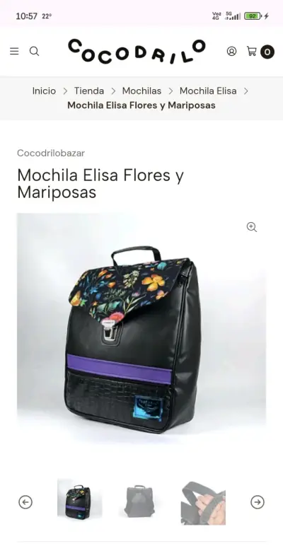 Mochila Cocodrilo Elisa con Flores y Mariposas - miniatura 5