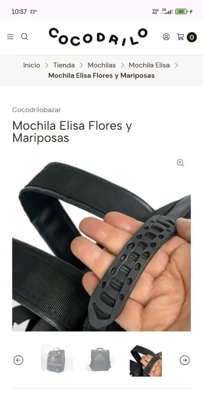 Mochila Cocodrilo Elisa con Flores y Mariposas - miniatura 6