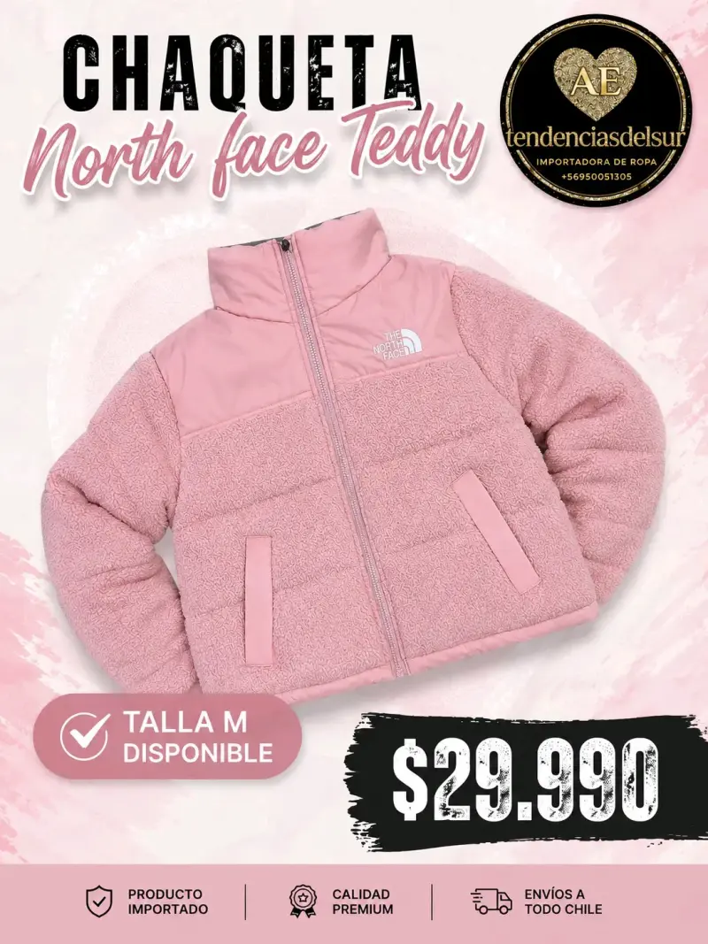 Chaqueta North Face Teddy Mujer Rosa Talla M