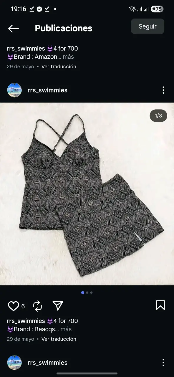 Traje de baño falda y top estampado geométrico - 2