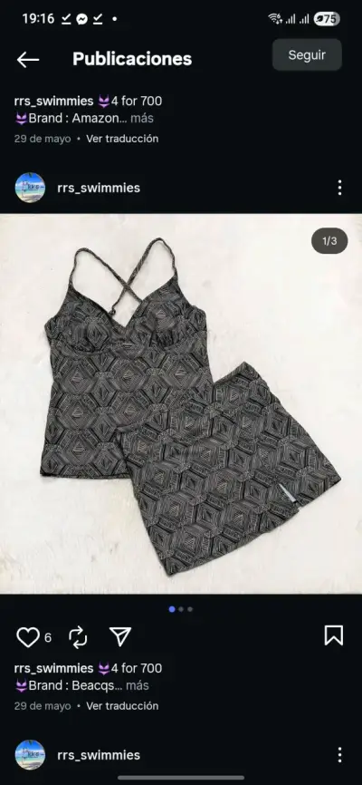 Traje de baño falda y top estampado geométrico - miniatura 2