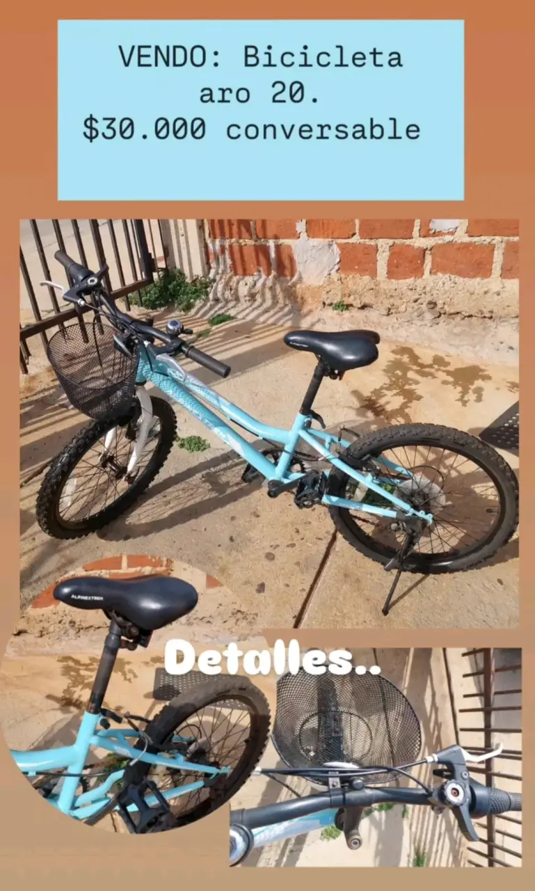 Bicicleta infantil aro 20 con canasto