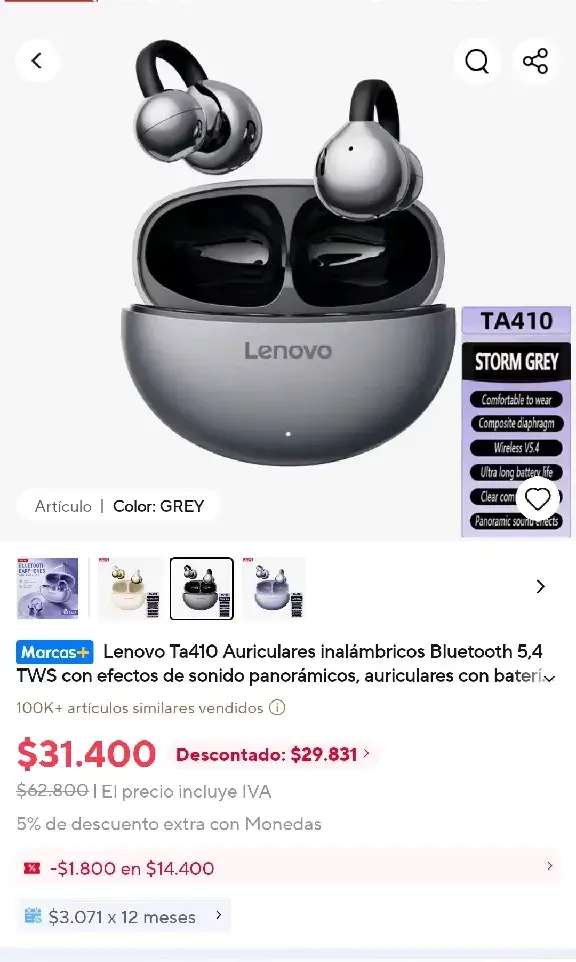 Lenovo TA410 nuevos y sellados. Estilo aretes - 1