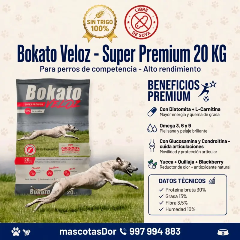 Alimento para perros Bokato Veloz Super Premium 20 kg - 1