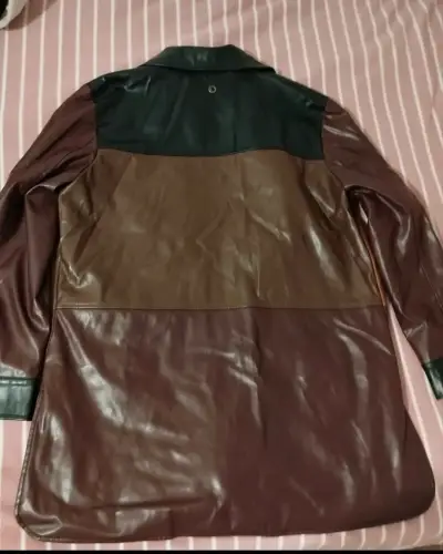 Chaqueta de ecocuero tricolor para mujer - miniatura 3