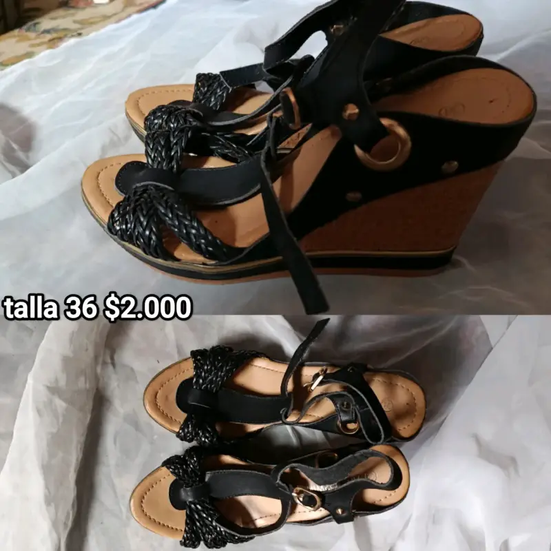 Sandalias de cuña negras talla 36