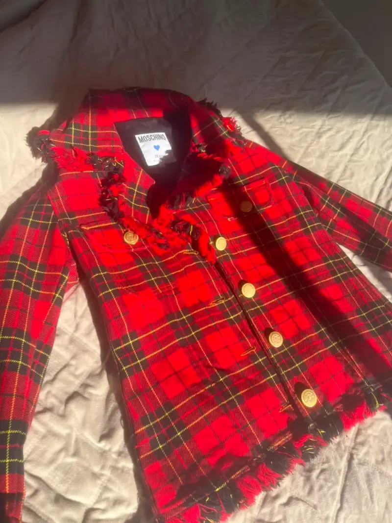 Chaqueta de tartán roja Moschino 90s - 1