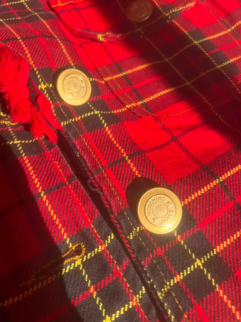 Chaqueta de tartán roja Moschino 90s - 3