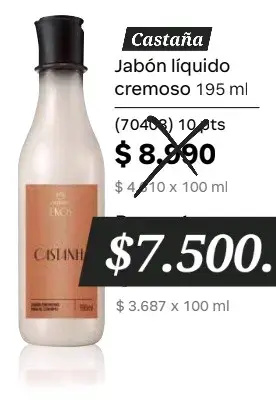 Jabón Líquido Cremoso Castaña 195 ml