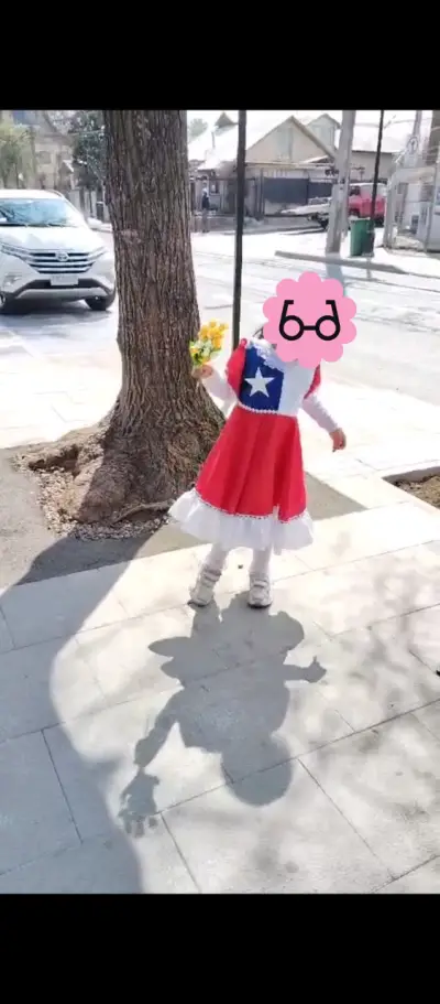 Vestido de niña con diseño bandera chilena - miniatura 2