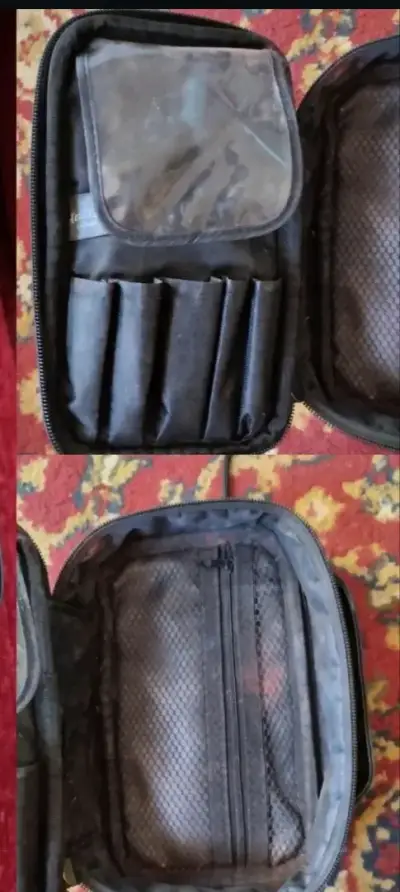 Bolso negro con diseño de gato y cosmetiquero - miniatura 2