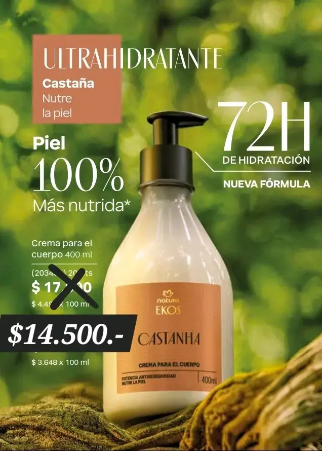 Crema Corporal Ultra Hidratante Natura Ekos Castaña 400ml