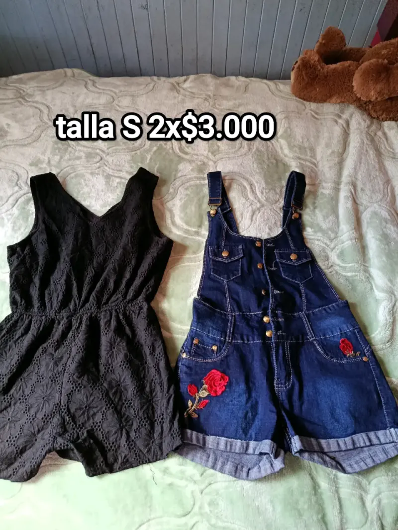 Conjunto de enteritos talla S en negro y denim