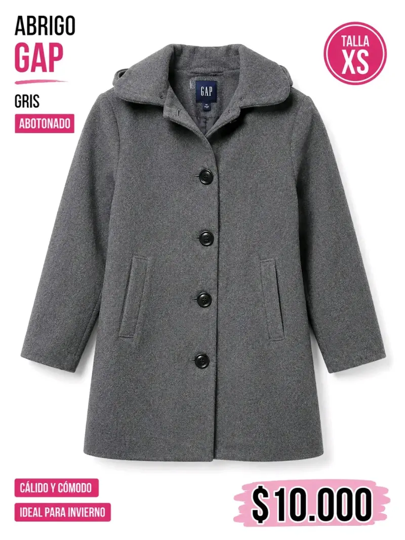 Abrigo GAP gris abotonado talla XS - 1