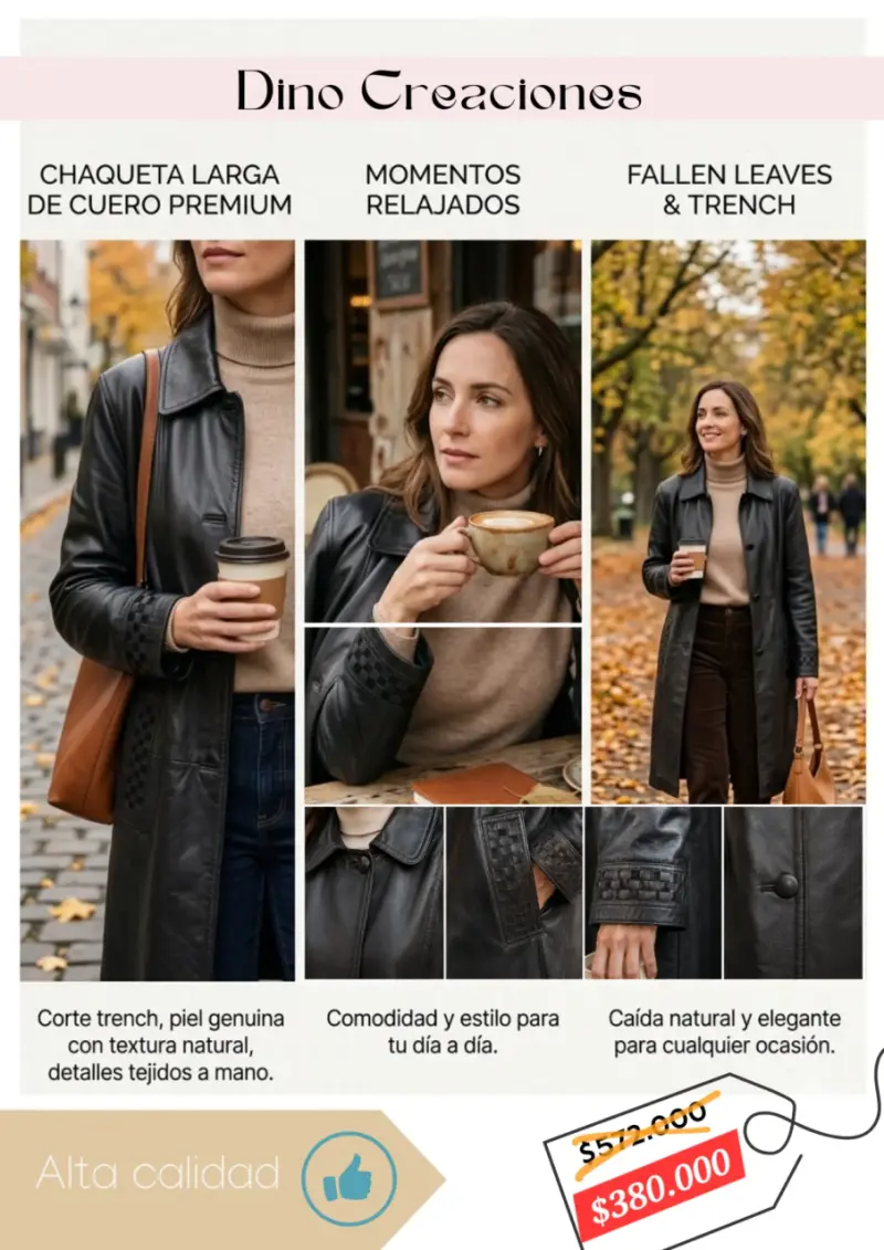 Chaqueta Larga de Cuero Premium Dino Creaciones - 1