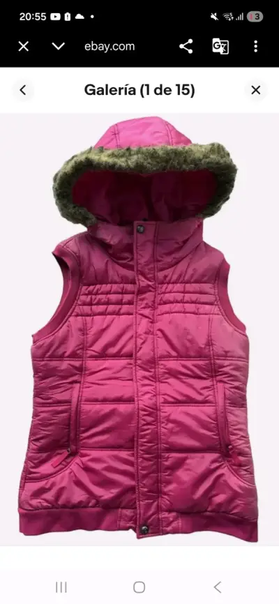 Chaleco sin mangas rosa con capucha de piel Burton - miniatura 1