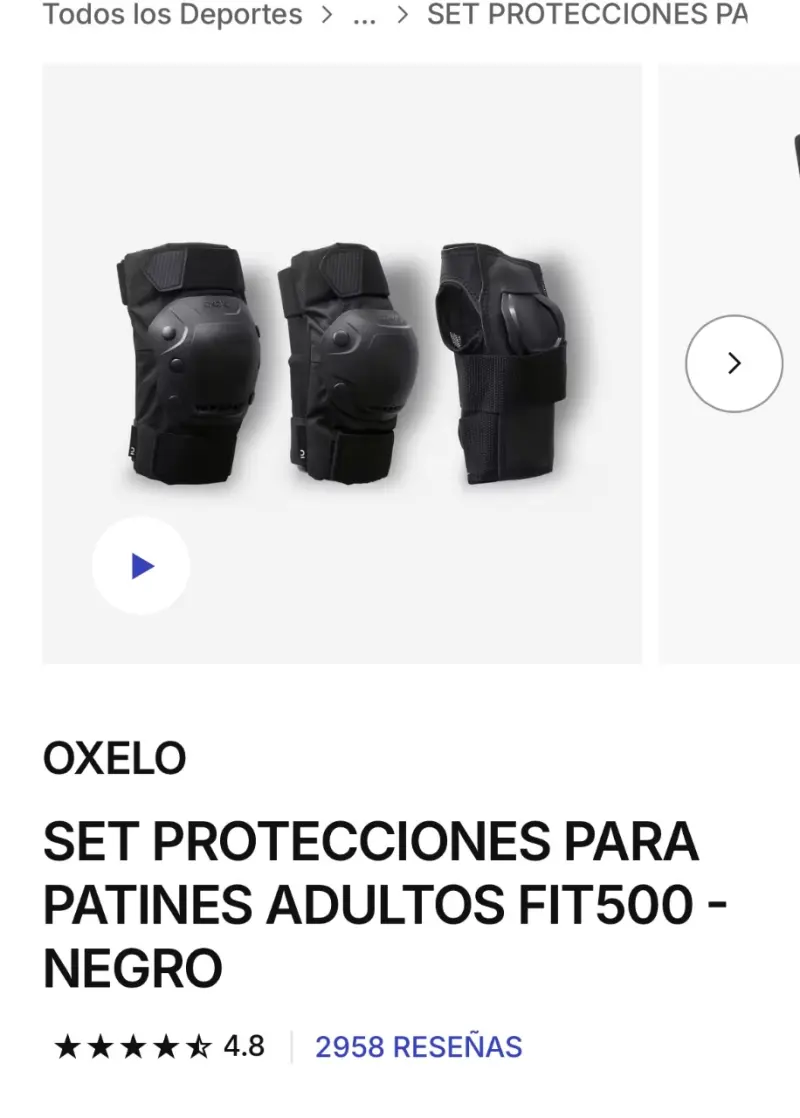 Set de Protecciones para Patines Adultos Oxelo Fit500 Negro - 1