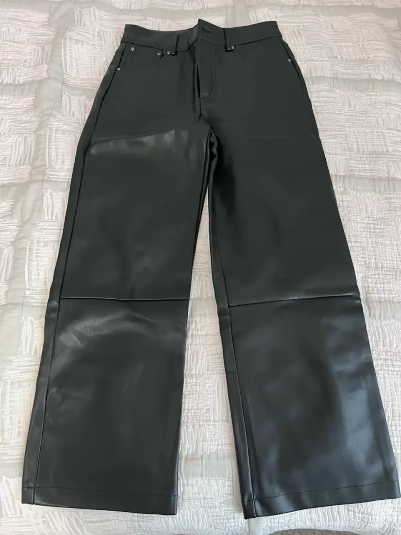 Pantalones de cuero negro para mujer talla 12