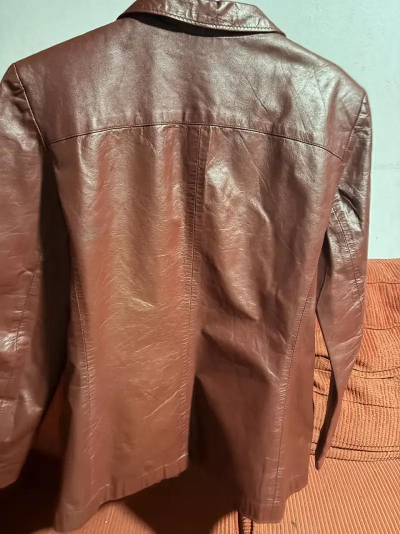 Chaqueta de cuero marrón para mujer - 2