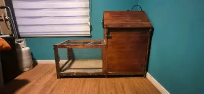 Casa de madera para mascotas con jaula con retiro - miniatura 1