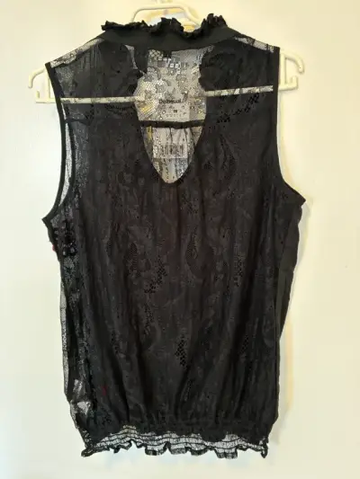 Blusa Desigual negra con bordados M-L - miniatura 3