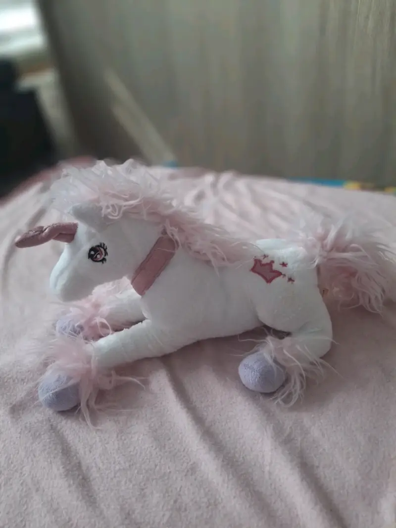 Peluche unicornio blanco con detalles rosados - 3