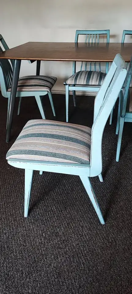 Juego de comedor con mesa y 6 sillas azul claro - 3