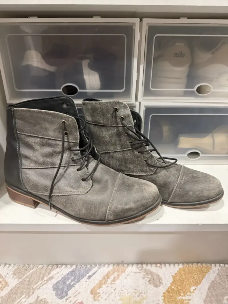 Botines de cuero gris para mujer - 1