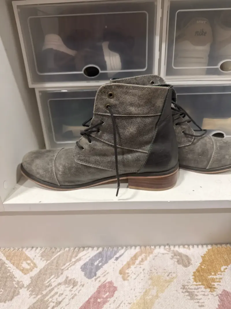 Botines de cuero gris para mujer - 2