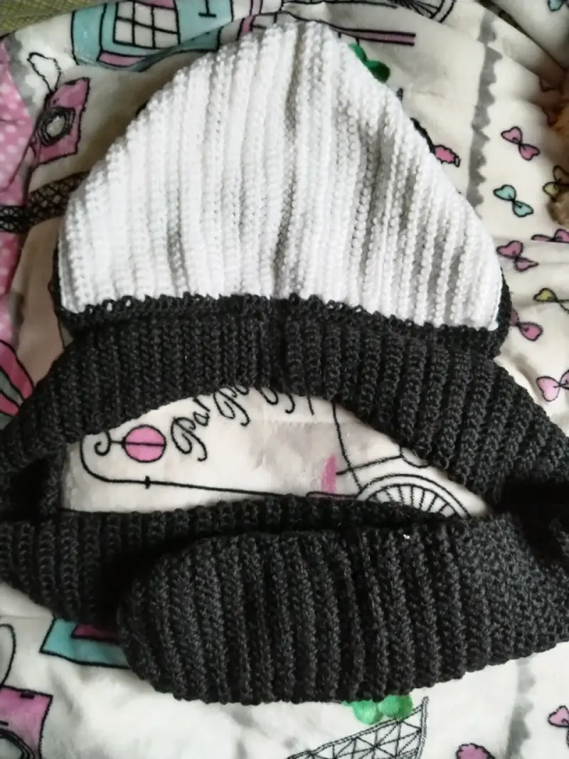 Bufanda con gorro de panda tejido a mano para 14+ - 5