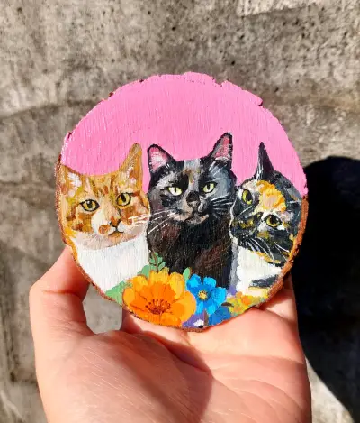 Retrato de Mascota en Rodaja de Madera - miniatura 2