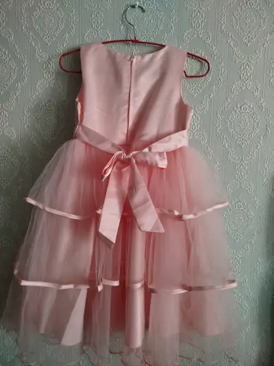 Vestido de fiesta para niña rosa con tul - miniatura 1