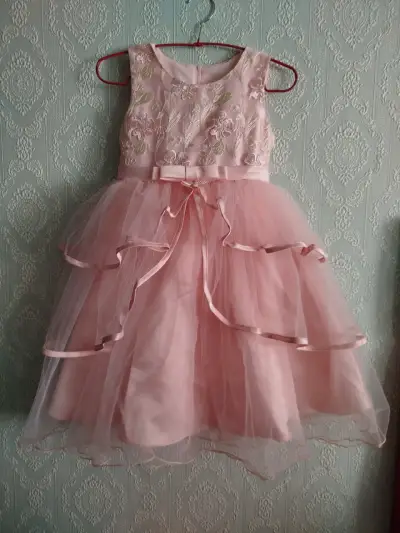Vestido de fiesta para niña rosa con tul - miniatura 2